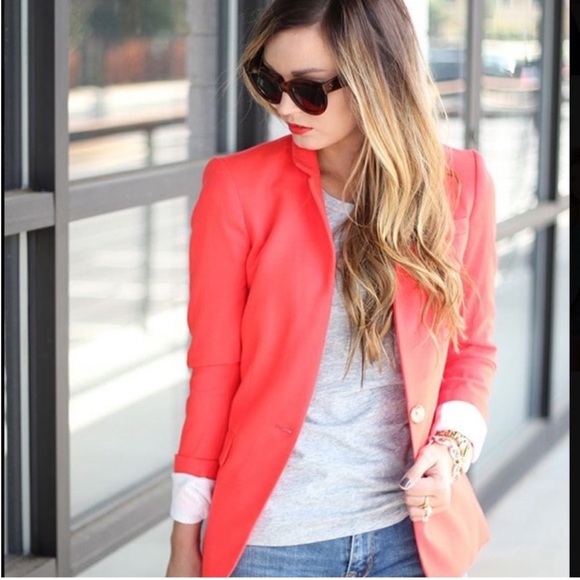 J. Crew Schoolboy Single Breasted Blazer Jacket Preppy Career Coral Orange 8 - Picture 1 of 7